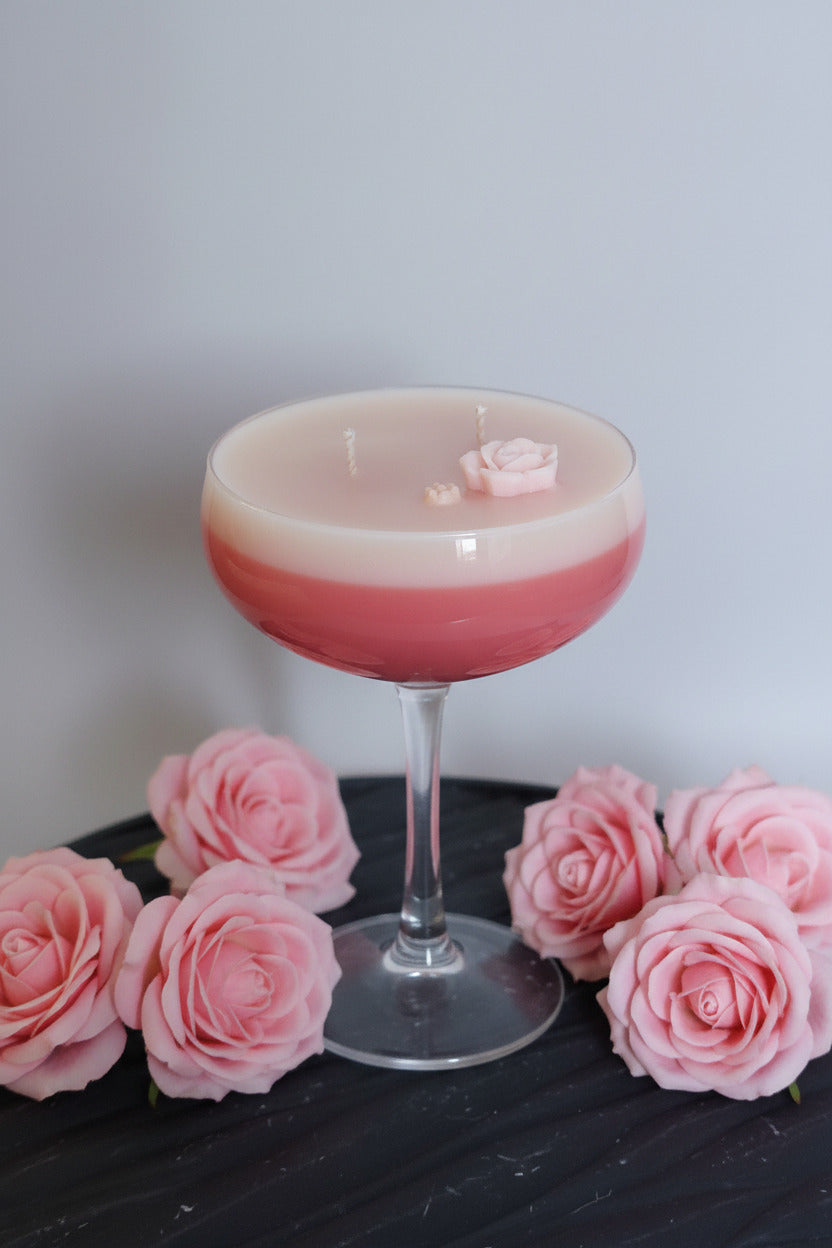 pink rosé glow kerze